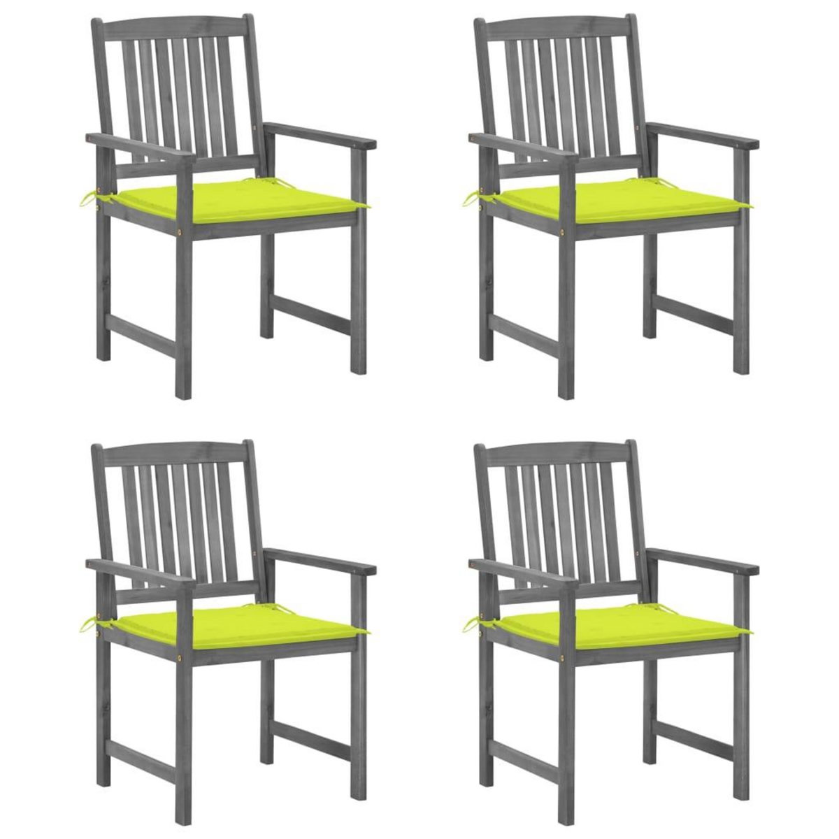 VIDAXL Chaises de jardin et coussins lot de 4 Gris Bois acacia massif