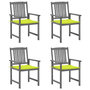 Voir la diapositive 1 : VIDAXL Chaises de jardin et coussins lot de 4 Gris Bois acacia massif