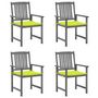 Voir la diapositive 1 : VIDAXL Chaises de jardin et coussins lot de 4 Gris Bois acacia massif