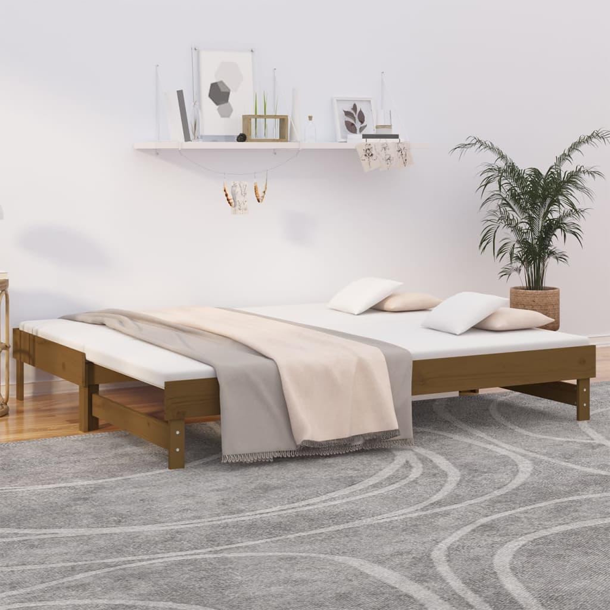 Voir la diapositive 1 : VIDAXL Lit coulissant sans matelas marron miel 2x(100x200) cm