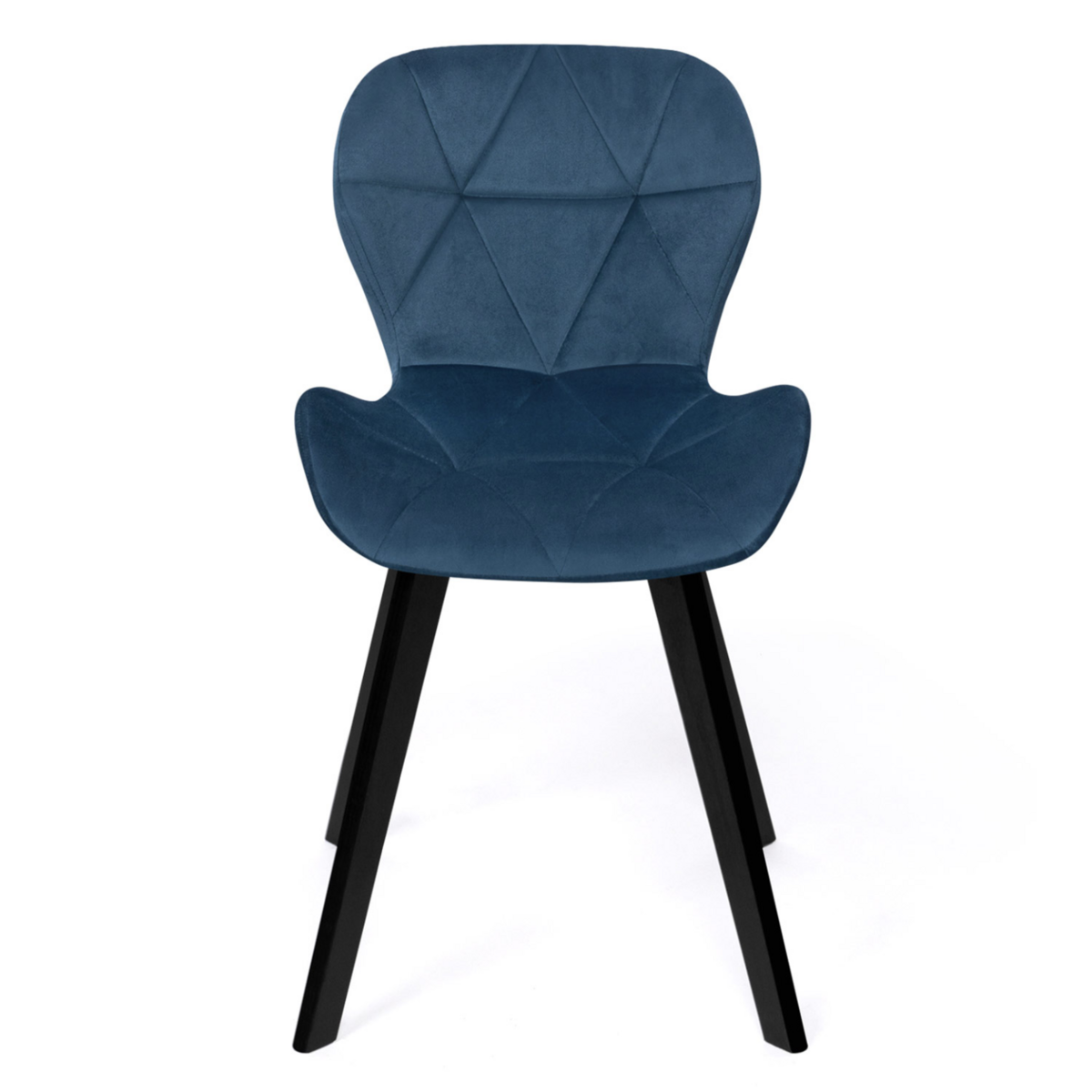 ID MARKET Lot de 4 chaises ROBINE en velours bleu pieds noirs