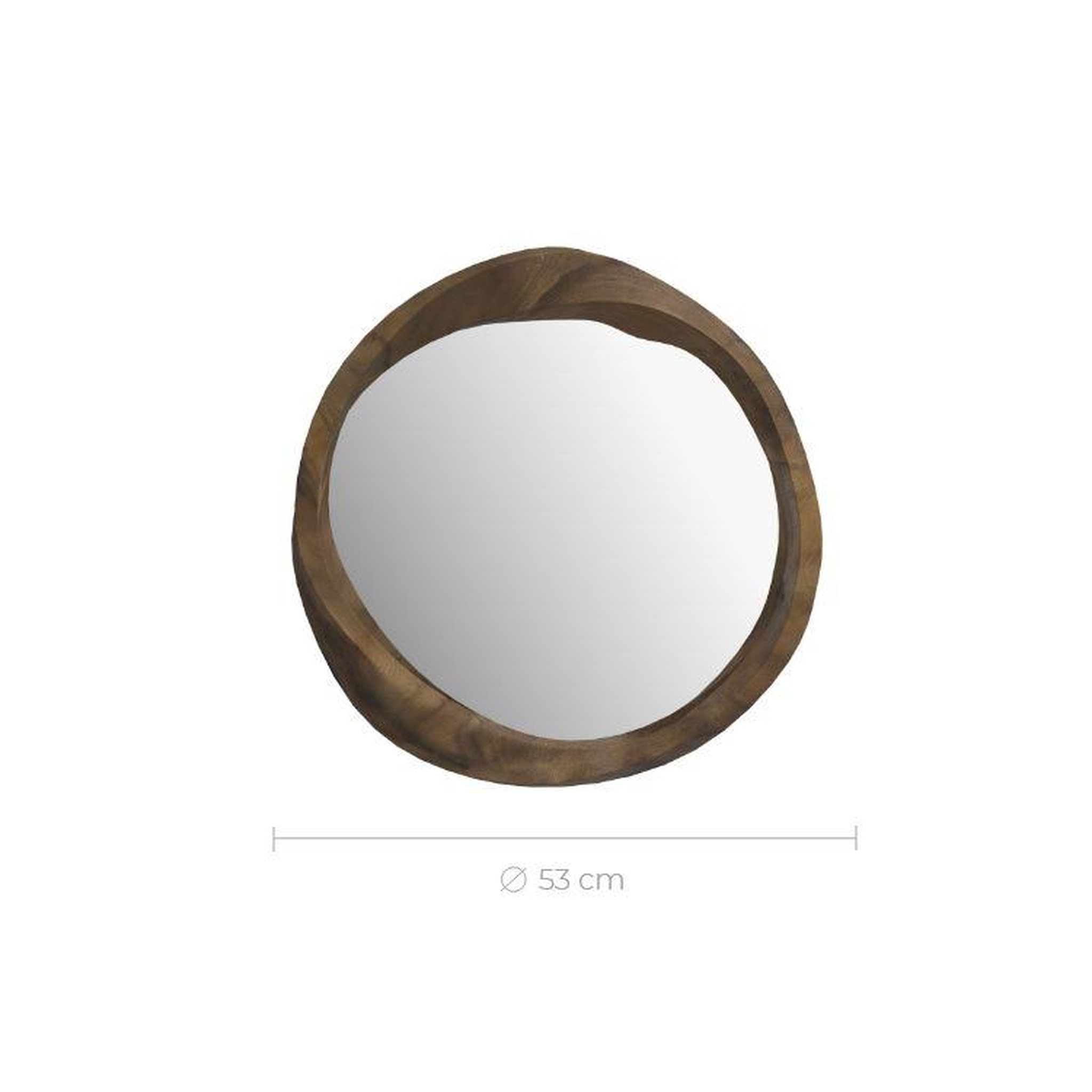 Voir la diapositive 4 : MAISON PAVANE Miroir rond en bois de suar ondulé d53 cm-yong