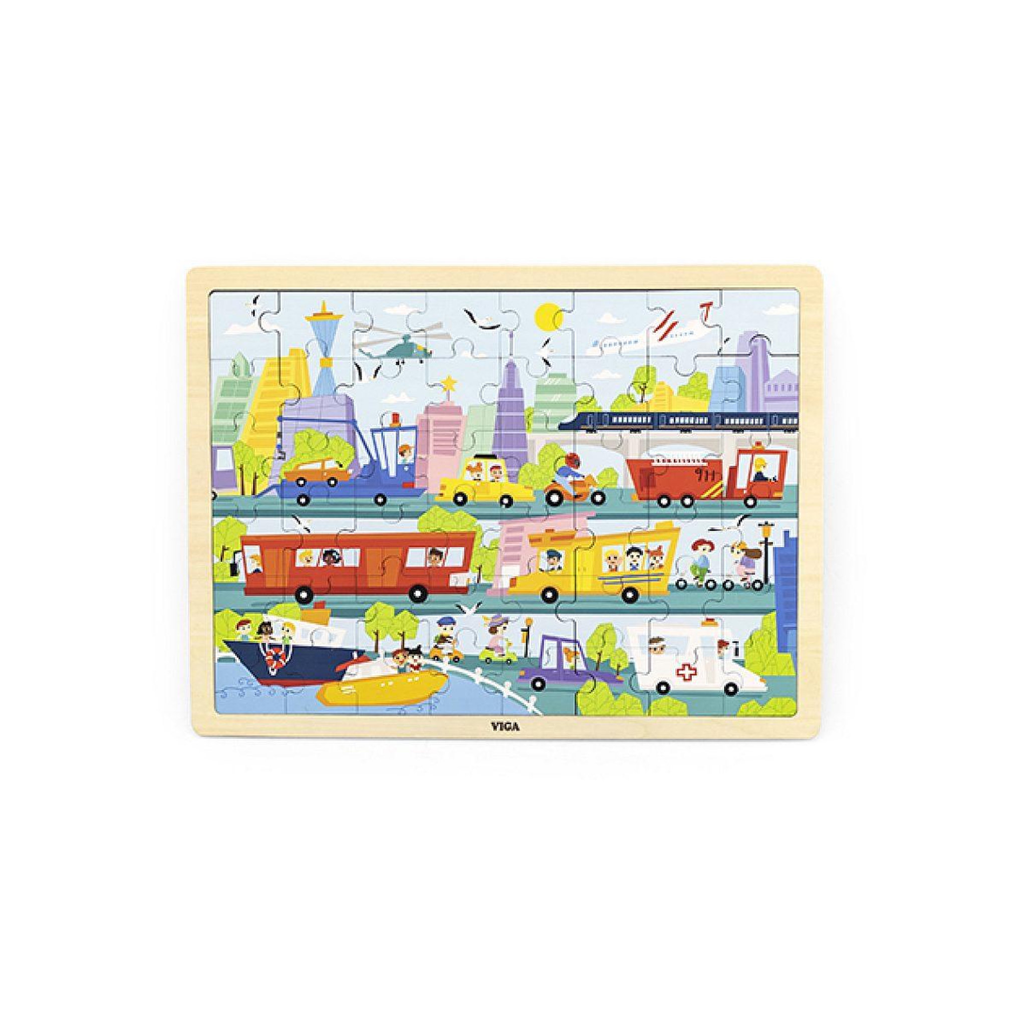 VIGA Puzzle en bois 48 pièces  44582 - transports urbains