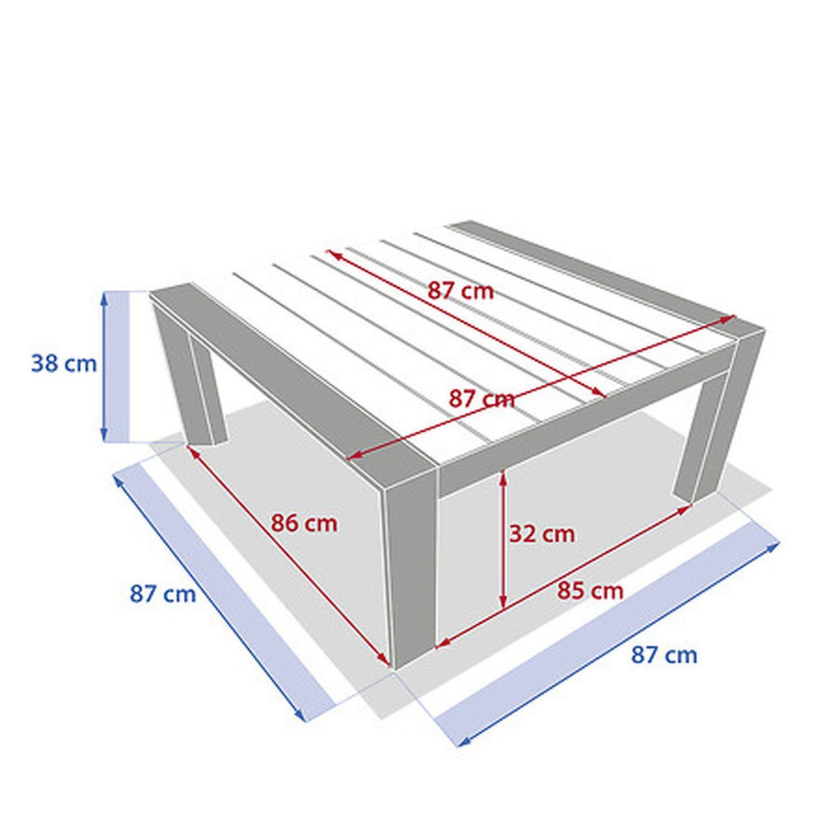 HESPERIDE Table basse de jardin en aluminium effet bois EVASION - Argile et lin