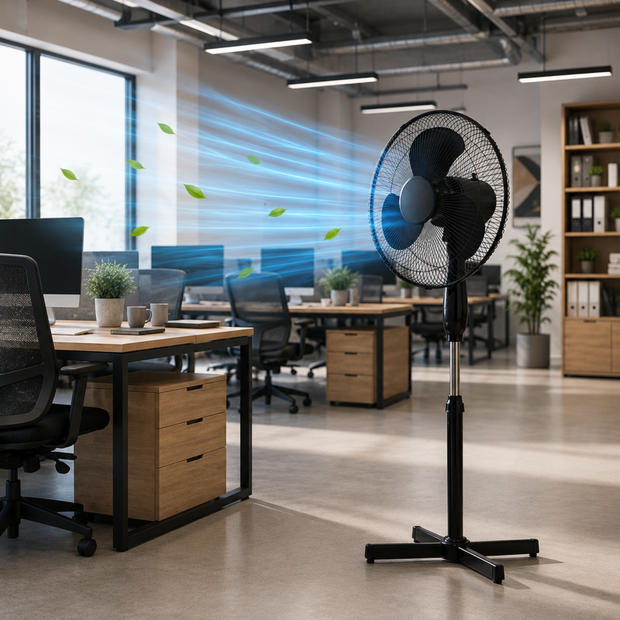 Voir la diapositive 2 : Ventilateur sur pied silencieux 40 cm – 3 vitesses