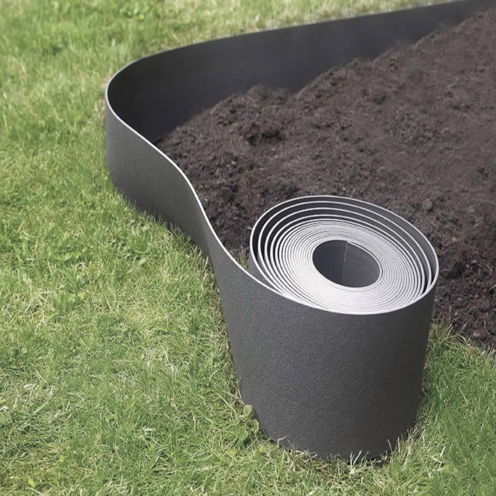 Voir la diapositive 2 : Nortene Bordure flexible en pe 100% recyclé, 10 m x h15 cm - gris - nortene