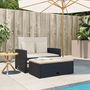 Voir la diapositive 3 : VIDAXL Canape de jardin 2 places coussins noir resine tressee&acacia