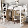 Voir la diapositive 5 : MERAX Lit mezzanine 90x200cm métal et mdf coloris blanc