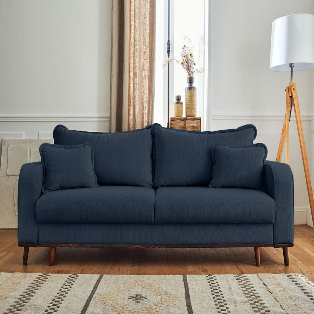 LISA DESIGN Albane - canapé 3 places - convertible avec coffre - en velours côtelé