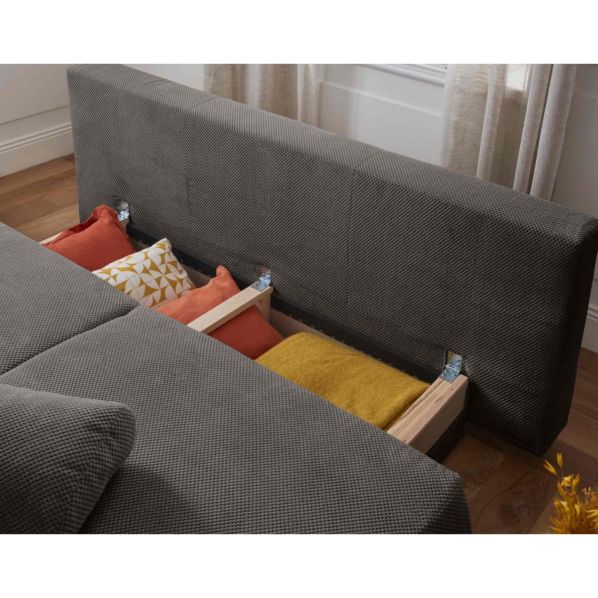 BEST MOBILIER Cristal - canapé 3 places - convertible avec coffre - en velours texturé