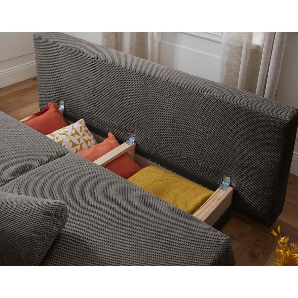 BEST MOBILIER Cristal - canapé 3 places - convertible avec coffre - en velours texturé