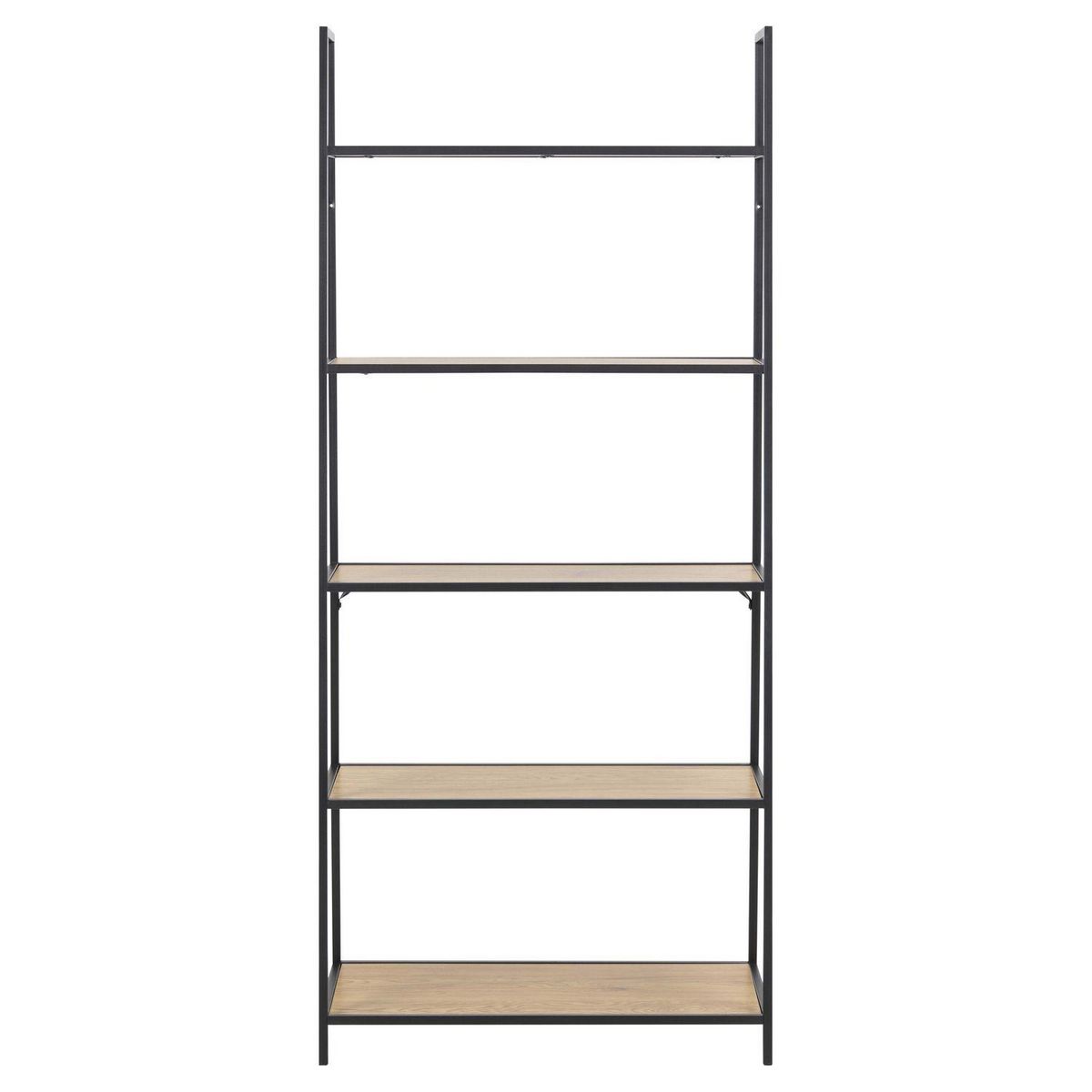 TOILINUX Bibliothèque asymétrique 4 niveaux en MDF et Métal - Beige et Noir