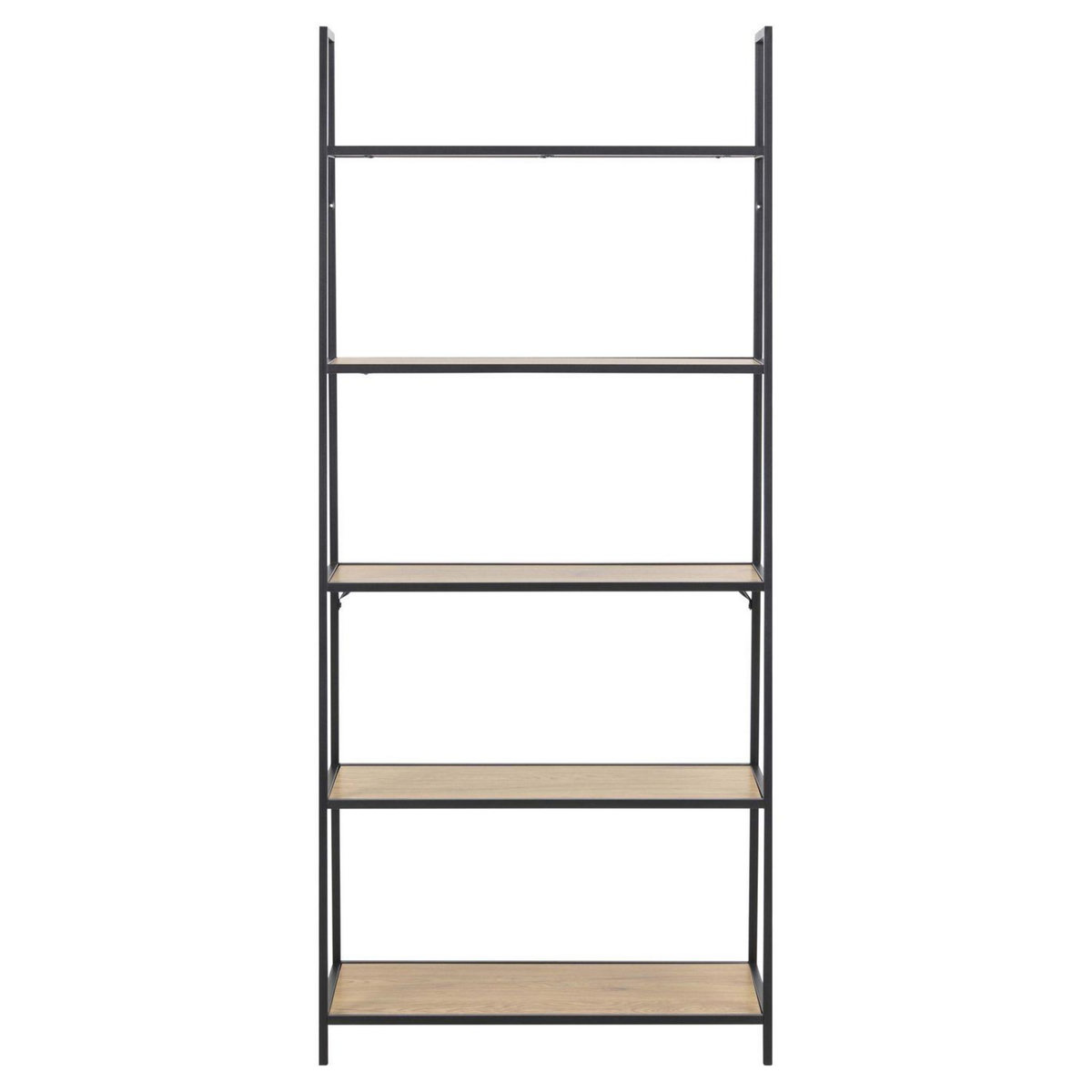 TOILINUX Bibliothèque asymétrique 4 niveaux en MDF et Métal - Beige et Noir