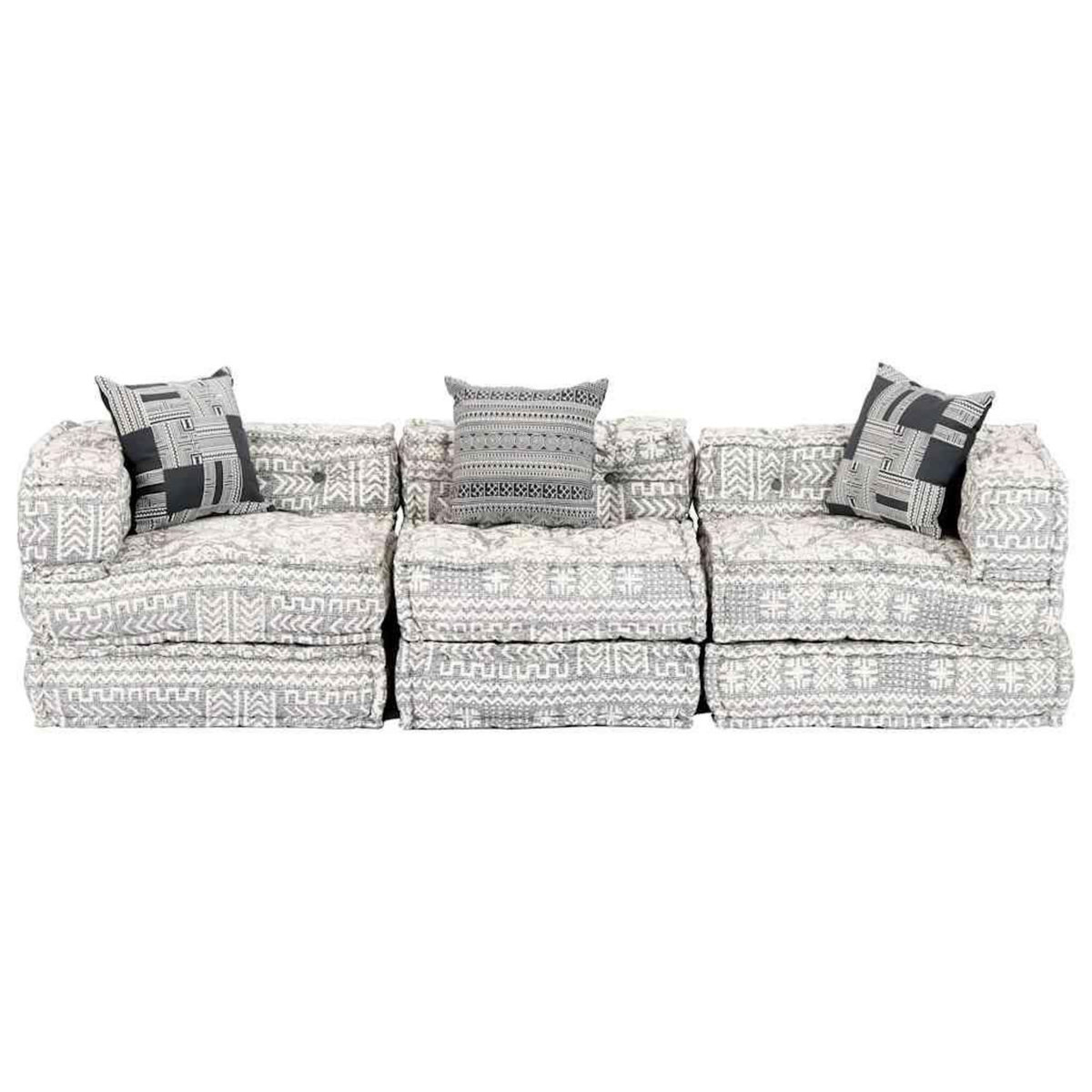 VIDAXL Pouf modulaire a 3 places Gris clair Tissu