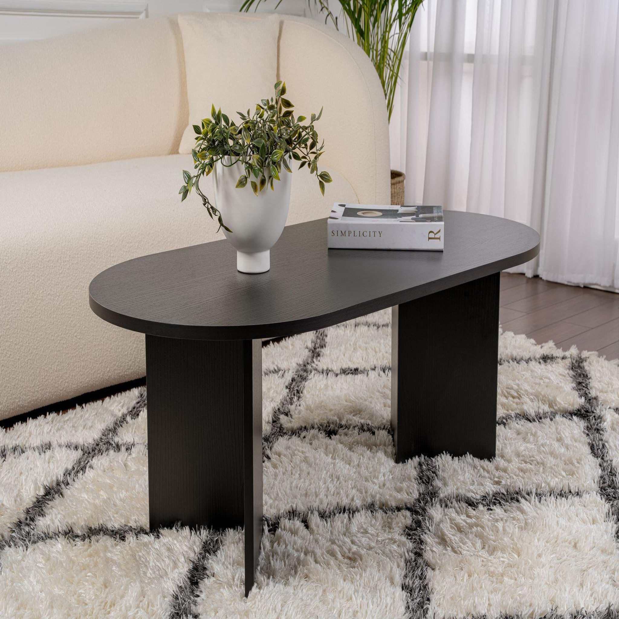 Voir la diapositive 2 : Habitat et Jardin Table basse en bois  sable  - 60 x 119 x 40 cm - bois noir