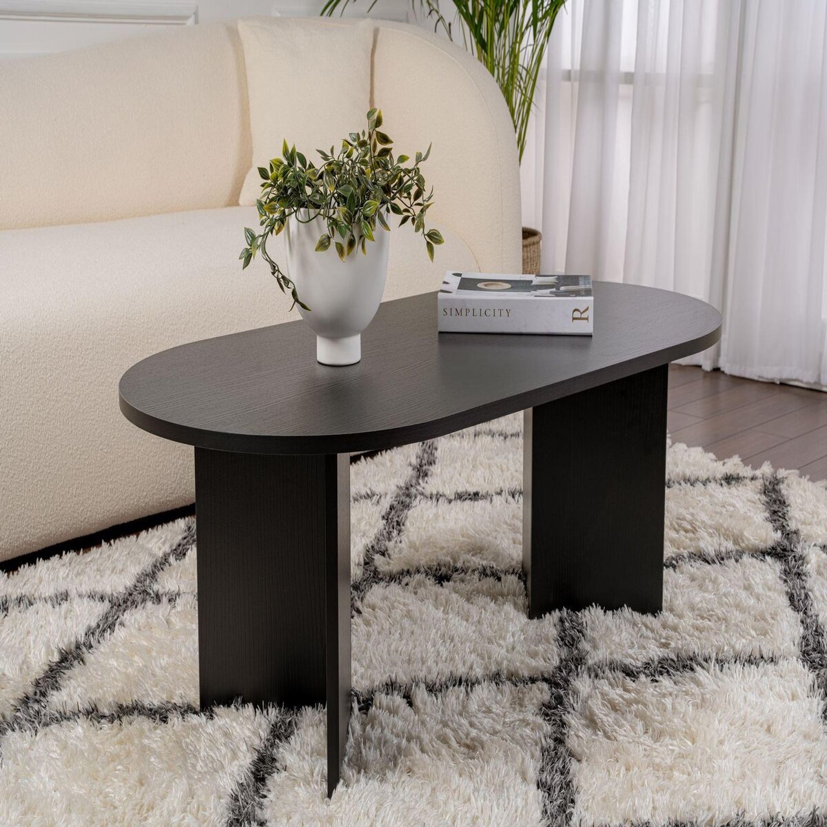 Habitat et Jardin Table basse en bois  Sable  - 60 x 119 x 40 cm - Bois Noir