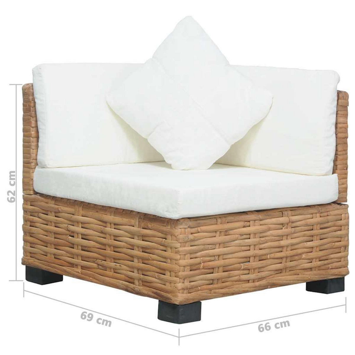 VIDAXL Canape d'angle avec coussins Rotin naturel