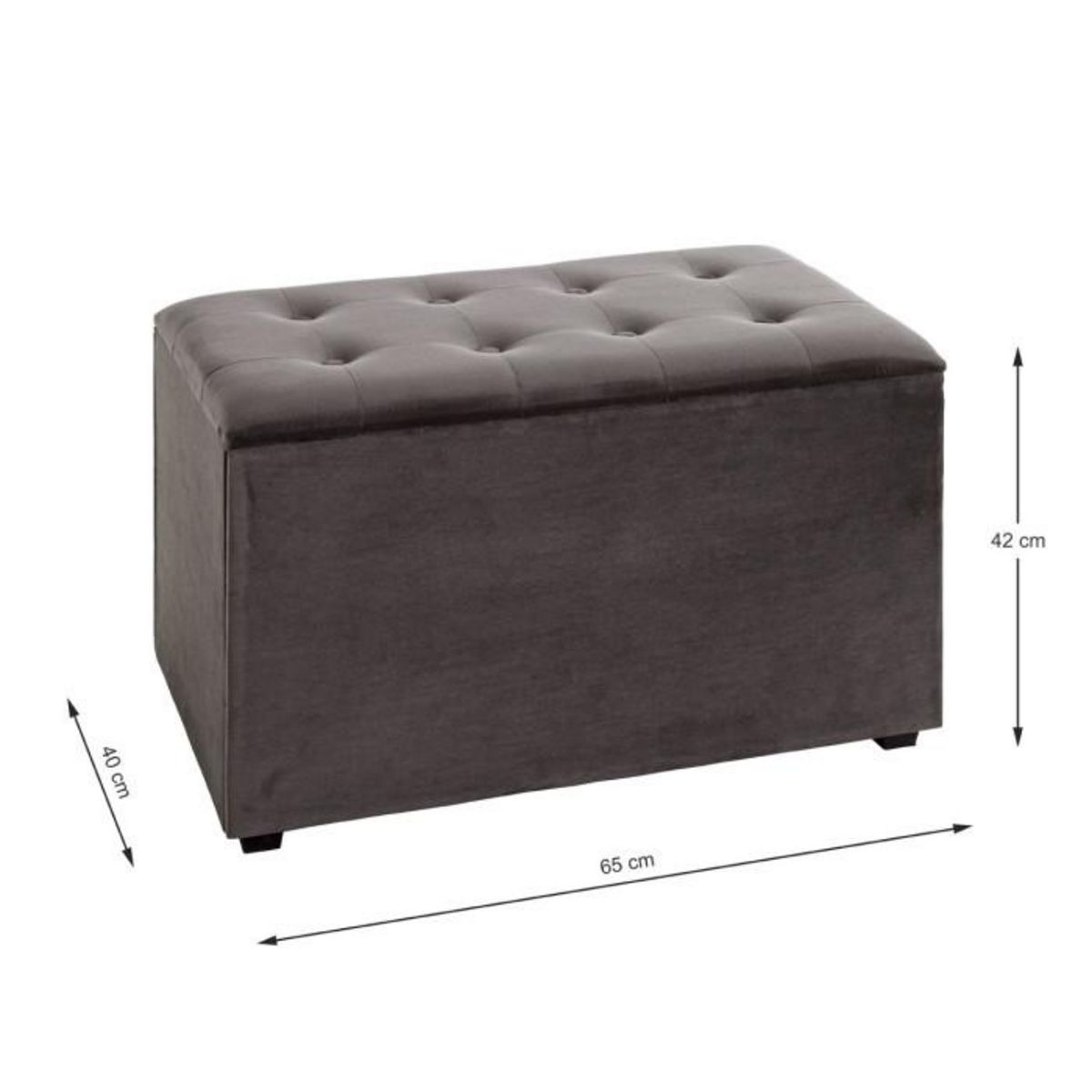 Paris Prix Coffret de Rangement Velours  Idaya  65cm Anthracite