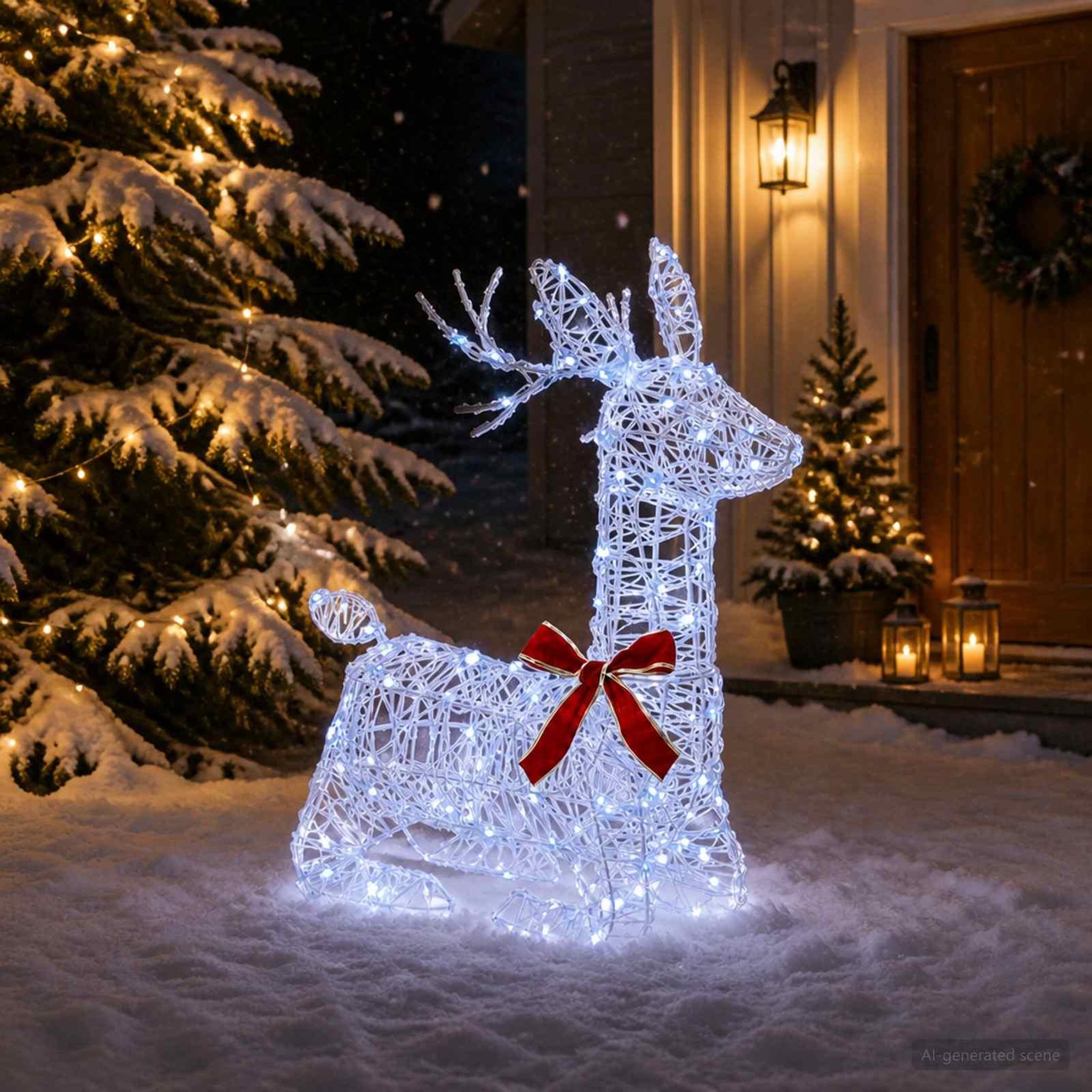Voir la diapositive 2 : VIDAXL Renne de Noël 3D LOVIISA 140 LED Bleu 55 x 22 x 63 cm