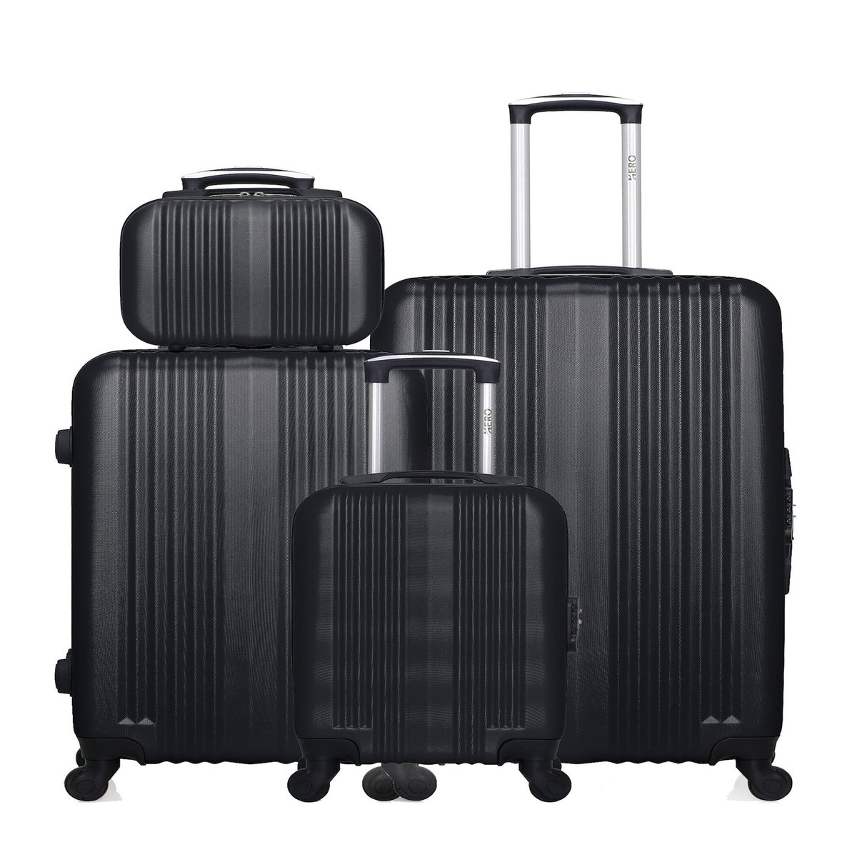 HERO HERO - Lot de 4 - Valise grand format, valise weekend, valise cabine XXS et vanity LIPARI
