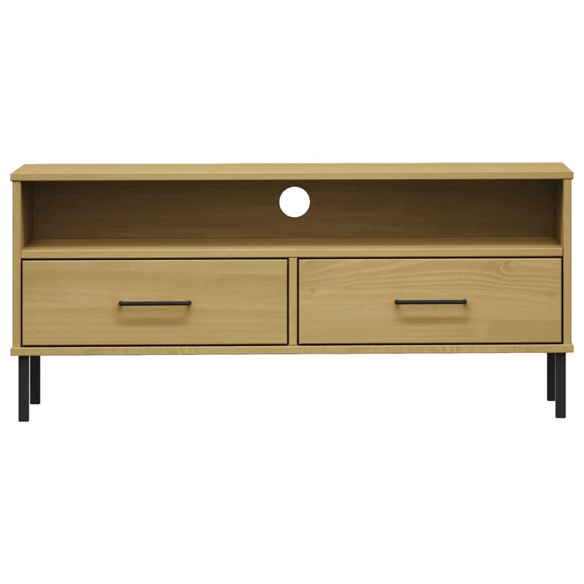 Voir la diapositive 4 : VIDAXL Meuble TV avec pieds en metal Marron Bois de pin massif OSLO