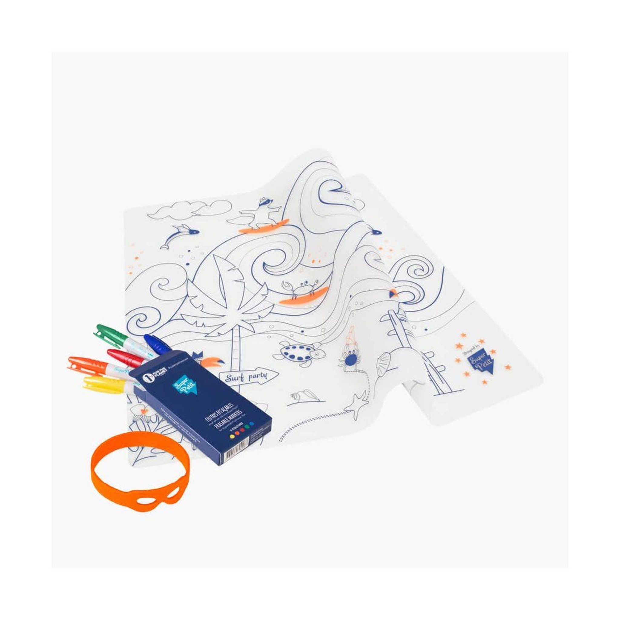 SUPER PETIT Set en silicone a colorier surf party