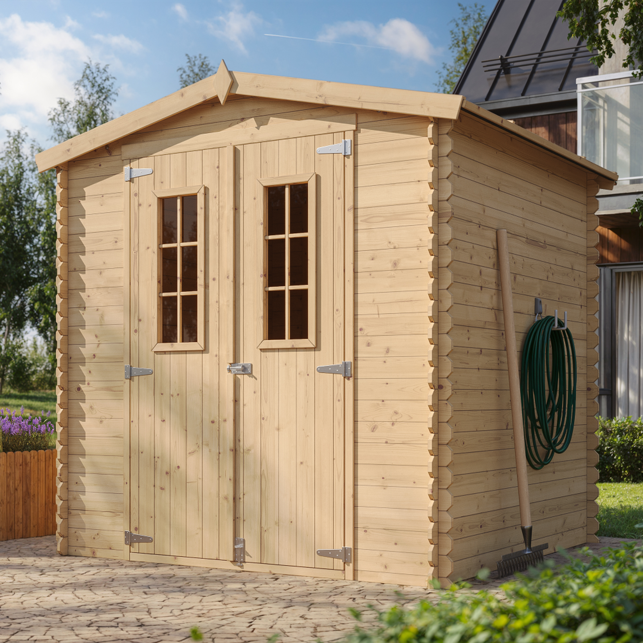 Voir la diapositive 4 : TIMBELA Abri de Jardin en Bois 3.53 m², Cabanon Jardin Exterieur à Outils et Velo M343C