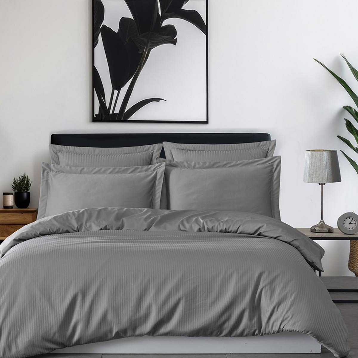 Sensei Maison Parure housse de couette rayée satin + 2 taies 50x70 cm VERSALUXE