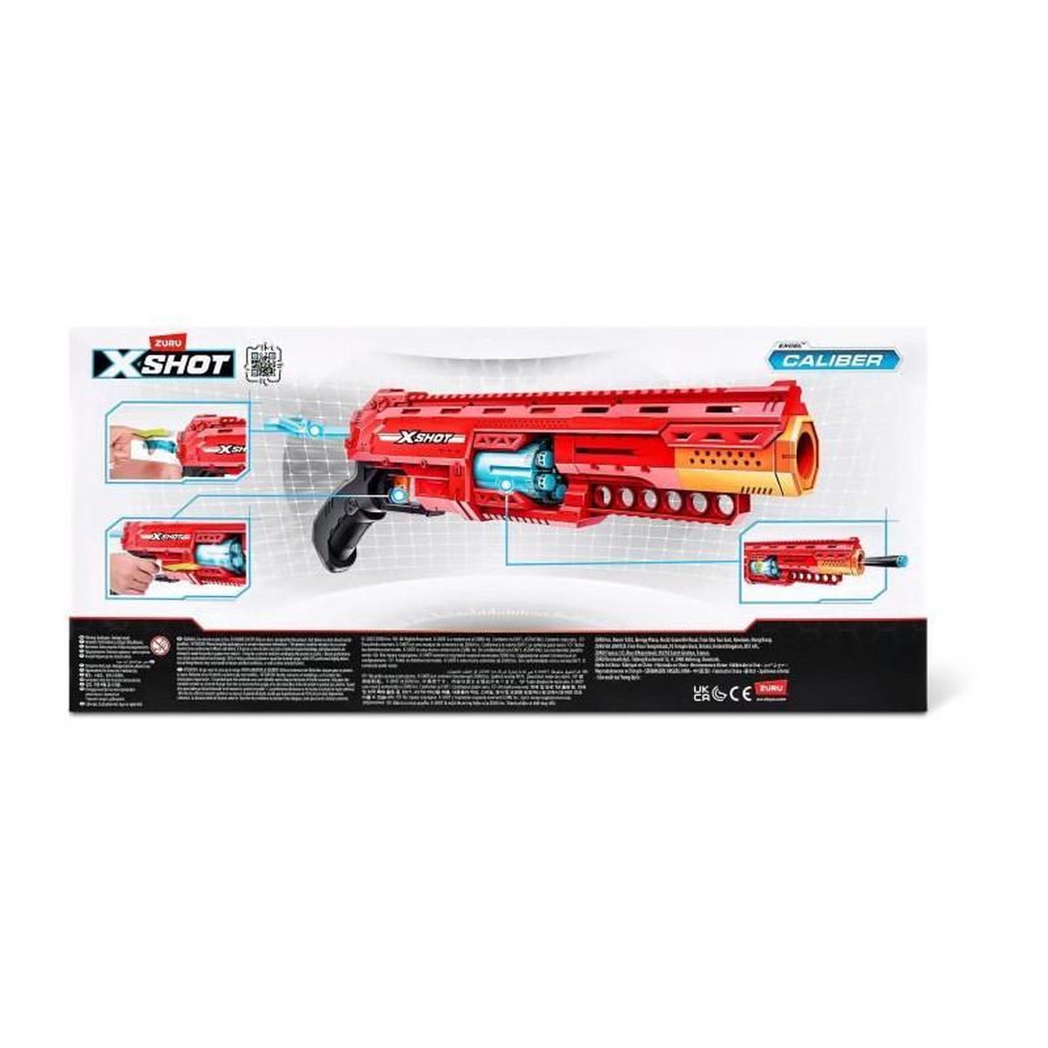 Voir la diapositive 5 : ZURU Lanceur de fléchettes - ZURU - X-SHOT Caliber - Barillet rotatif - Portée 27m - 16 fléchettes incluses