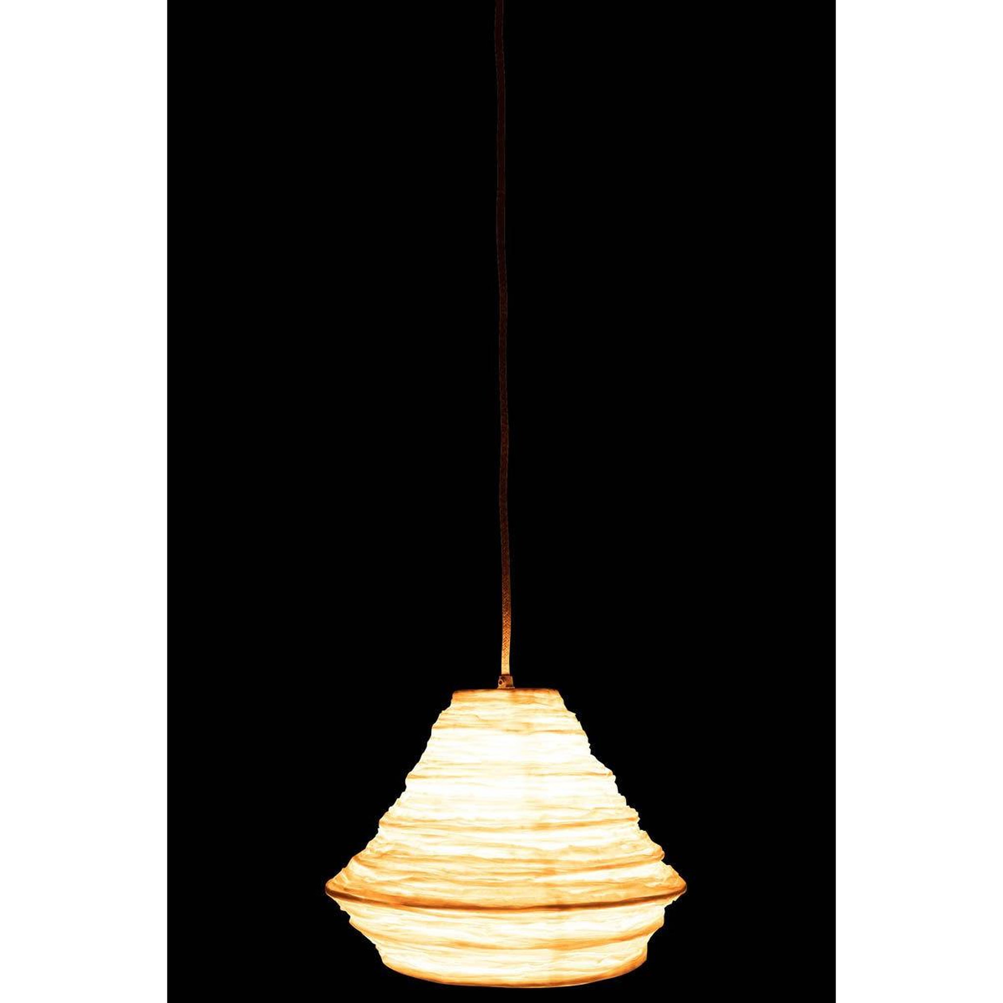 Voir la diapositive 4 : J-LINE Lampe suspension en raphia  nid  35cm blanc
