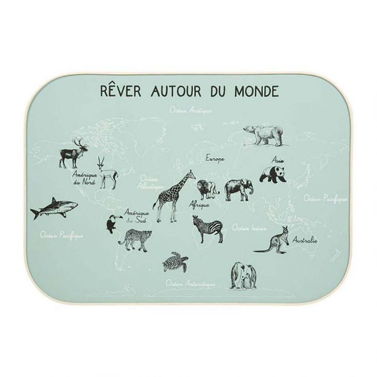 OSTARIA Décoration murale carte du monde kaki 70x50 cm