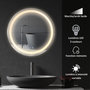 Voir la diapositive 4 : KLEANKIN Miroir salle de bain lumineux LED 35 W - dim. Ø 60 x 4H cm - fonction anti-buée, interrupteur tactile, luminosité réglable - alu. verre