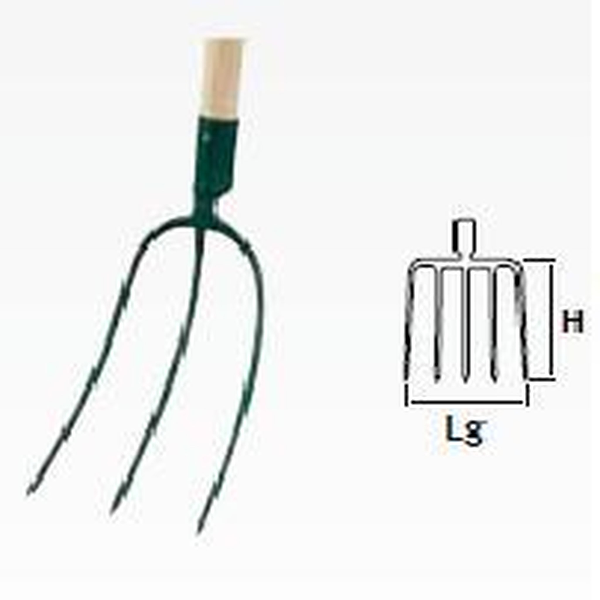 Leborgne Fourche à foin douille 3 dents - 30 cm - manche bois certifié PEFC 100%