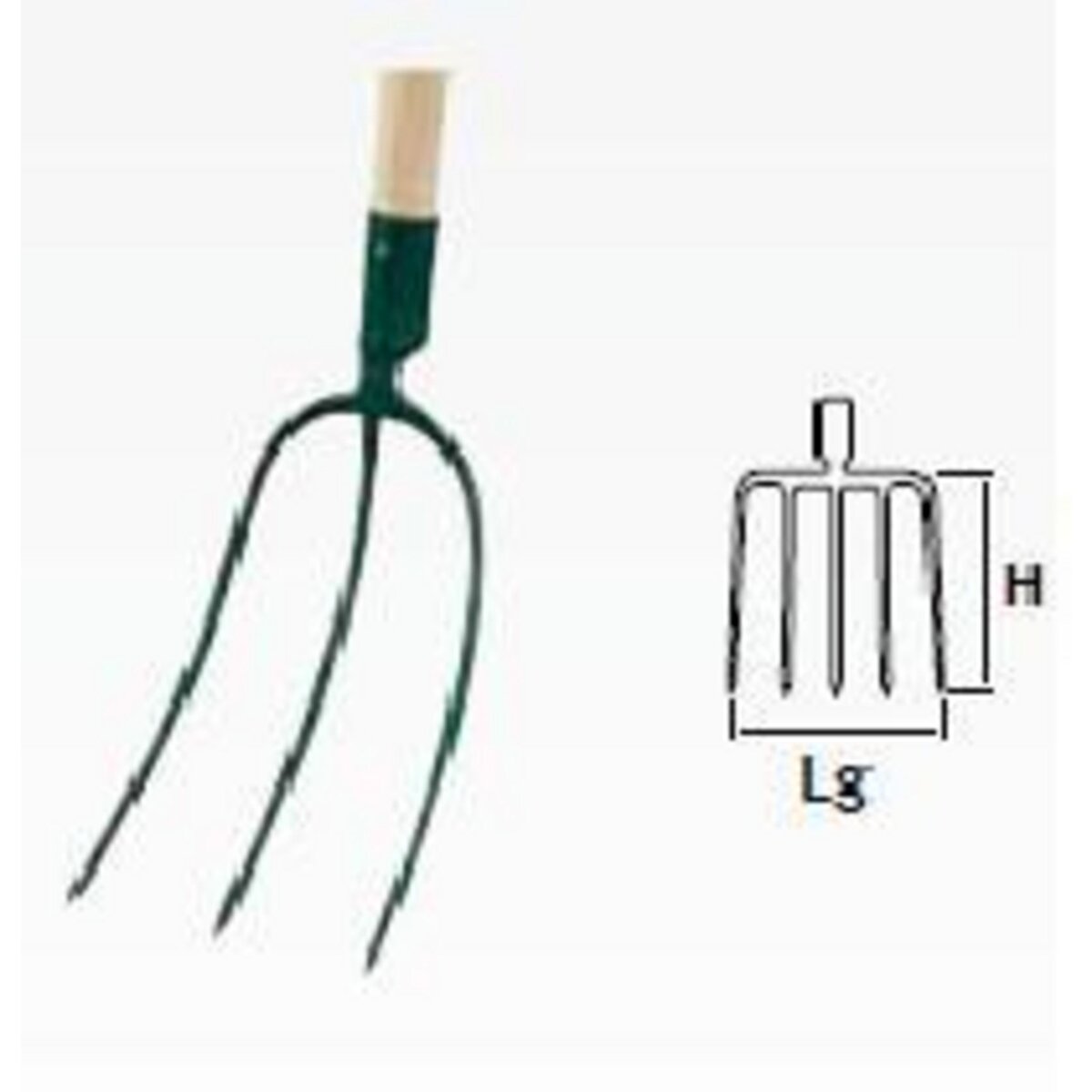 Leborgne Fourche à foin douille 3 dents - 30 cm - manche bois certifié PEFC 100%