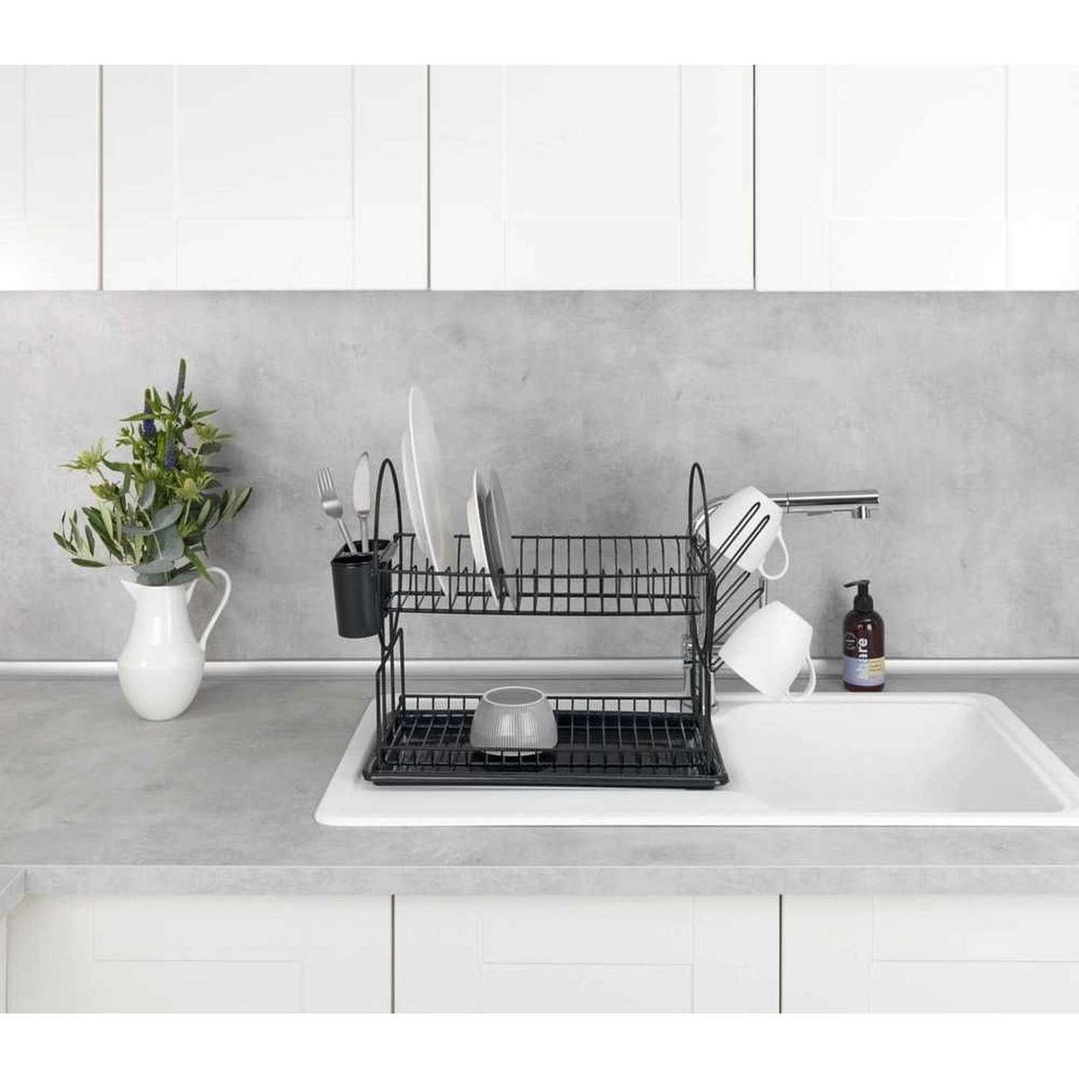 Wenko Égouttoir vaisselle à 2 niveaux - Noir