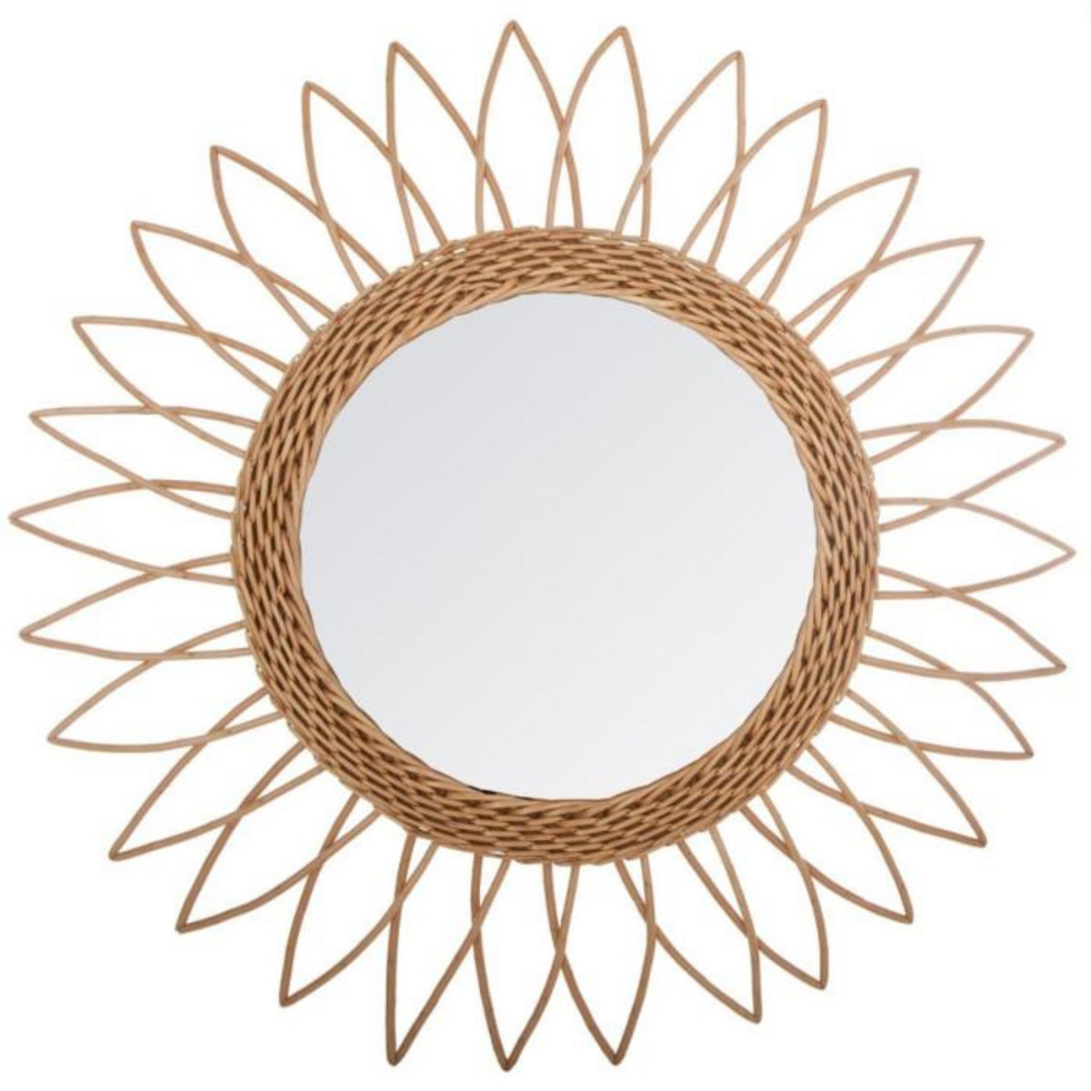 ATMOSPHERA Miroir en Rotin  Pointe  50cm Beige