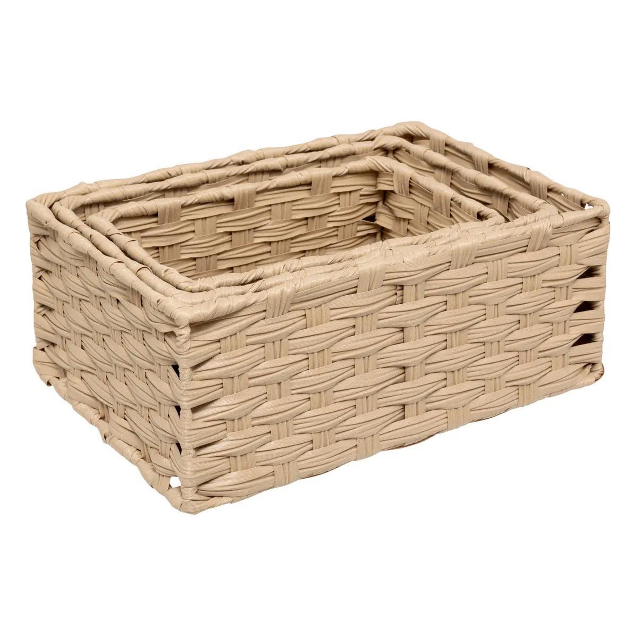 Voir la diapositive 2 : FIVE Lot de 3 paniers de rangement hauts  tressé  30cm naturel
