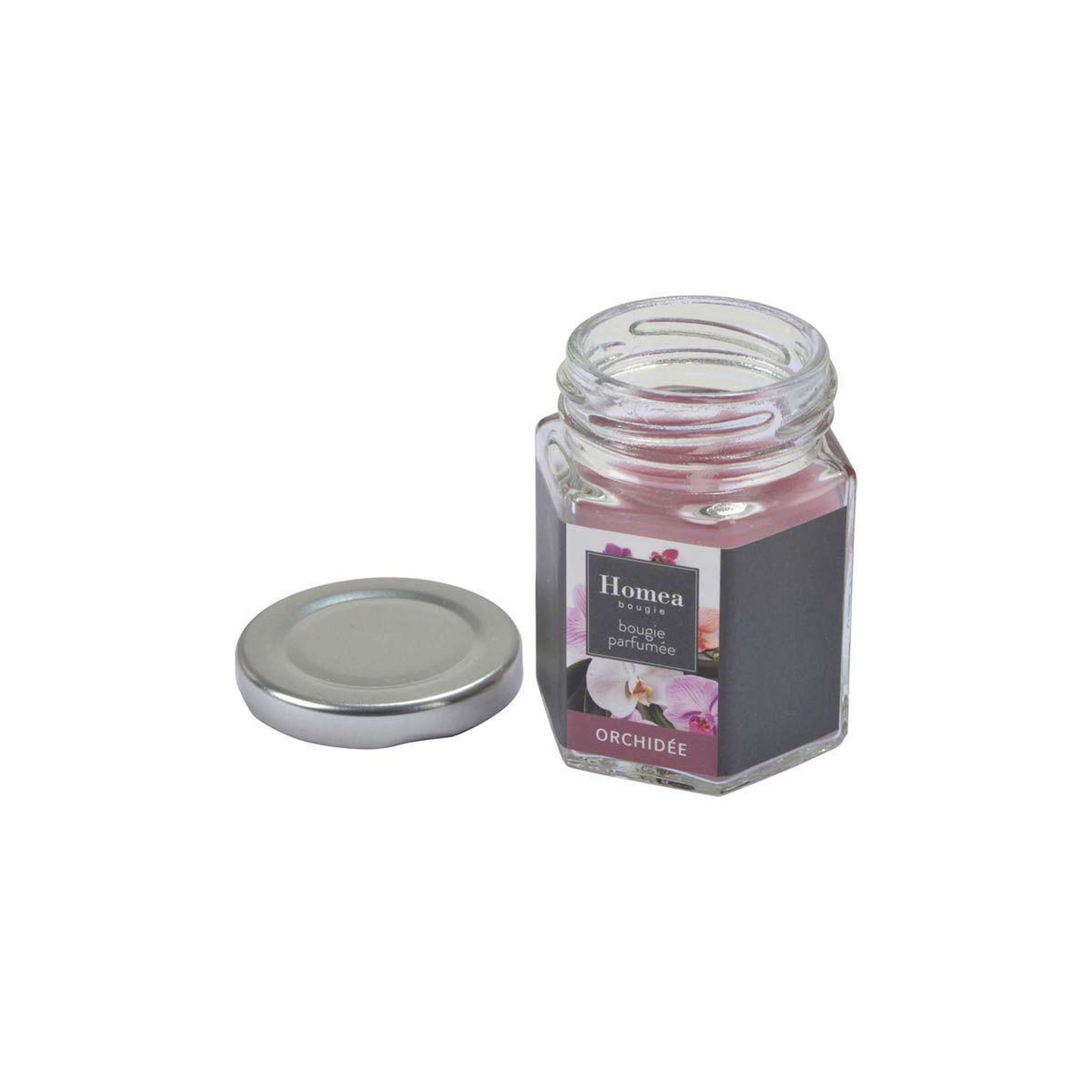 Voir la diapositive 2 : HOMEA Bougie verrine parfumée  essentiel ii  7cm orchidée