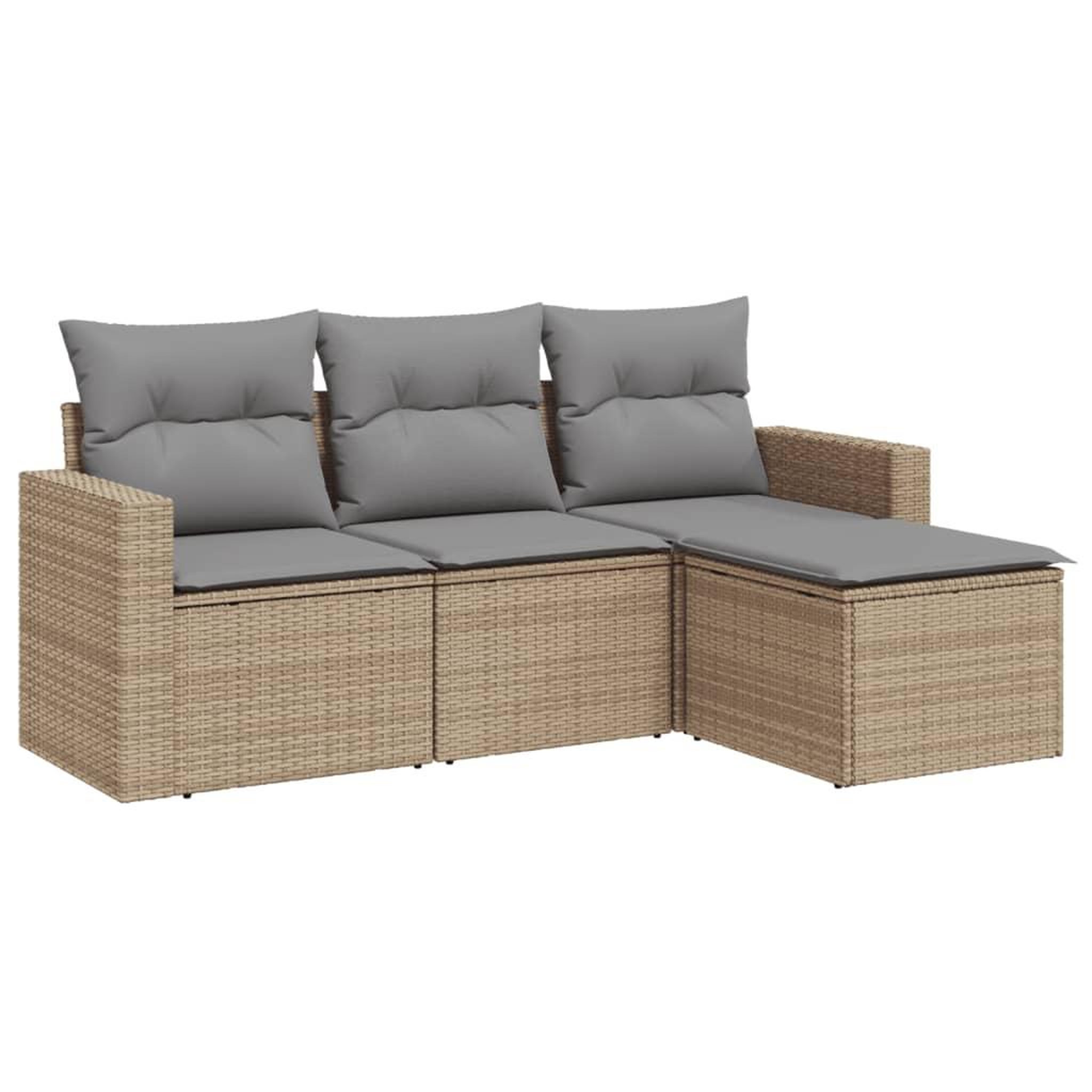 Voir la diapositive 2 : VIDAXL Salon de jardin avec coussins 4 pcs beige resine tressee