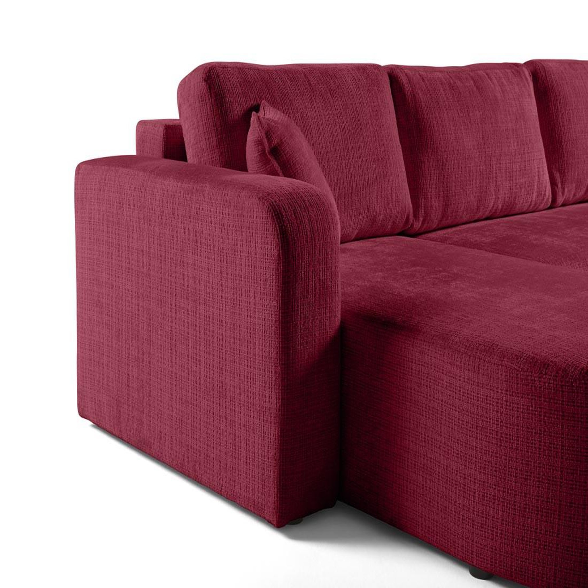 Voir la diapositive 5 : BEST MOBILIER Miro - canapé panoramique en u 7 places - convertible avec coffre - en velours texturé
