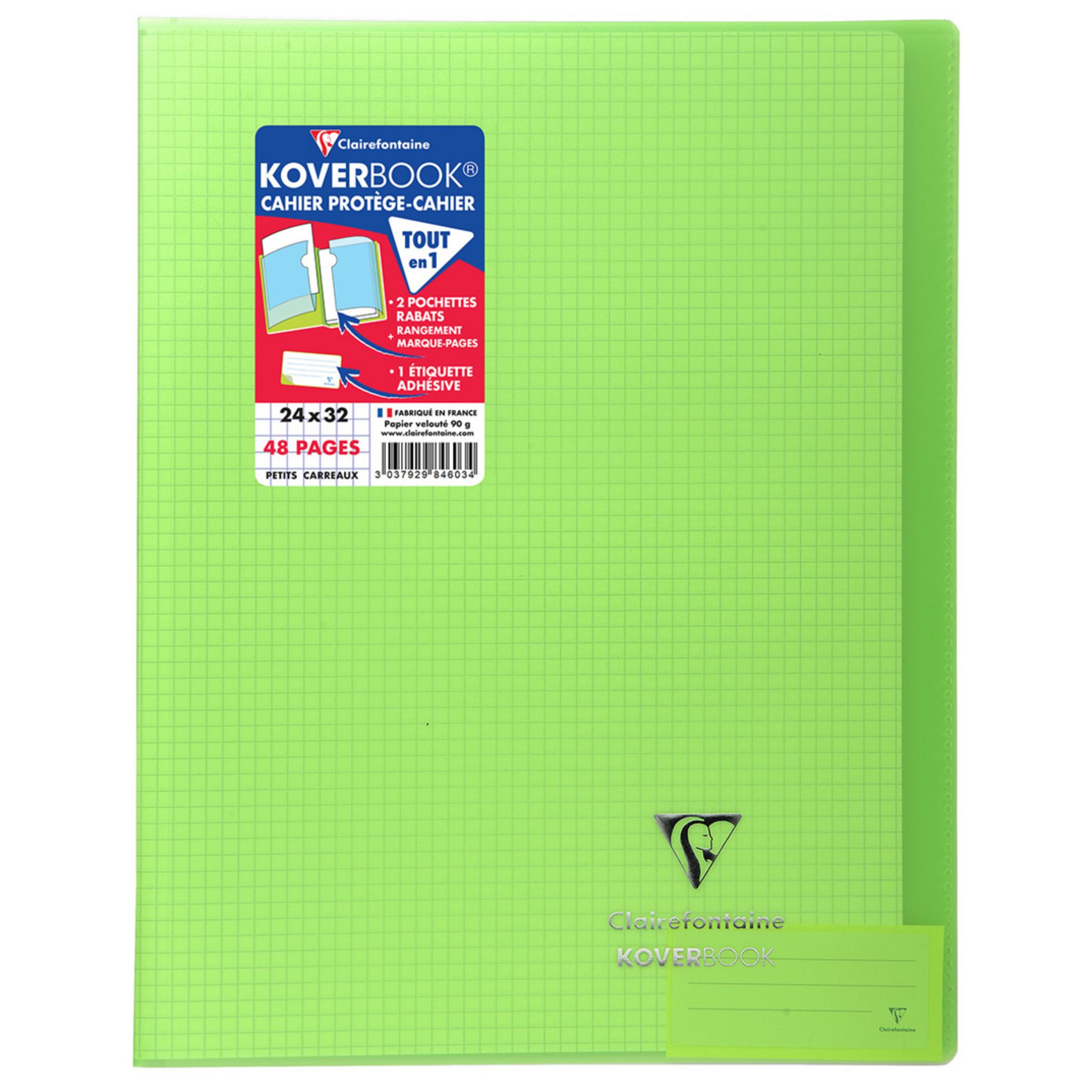 Cristal Luxe - Protège-cahier Transparent 24x32cm - Vert, HAMELIN - Papeterie - Decitre