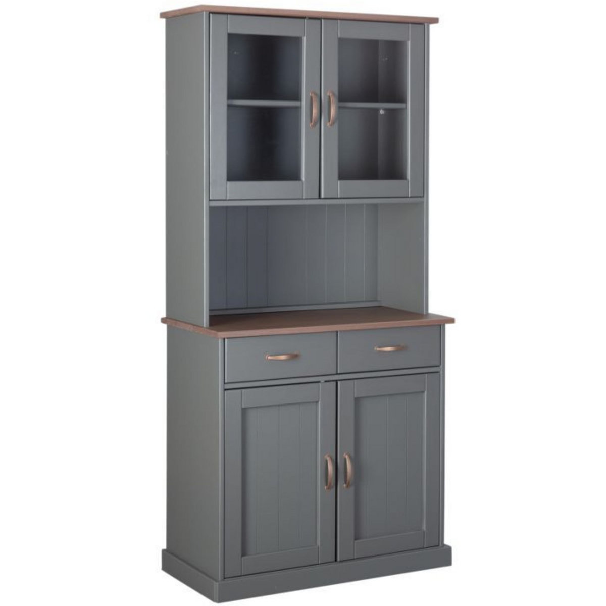 Buffet vaisselier 3 portes vitrées - Bois - Beige - Interior's