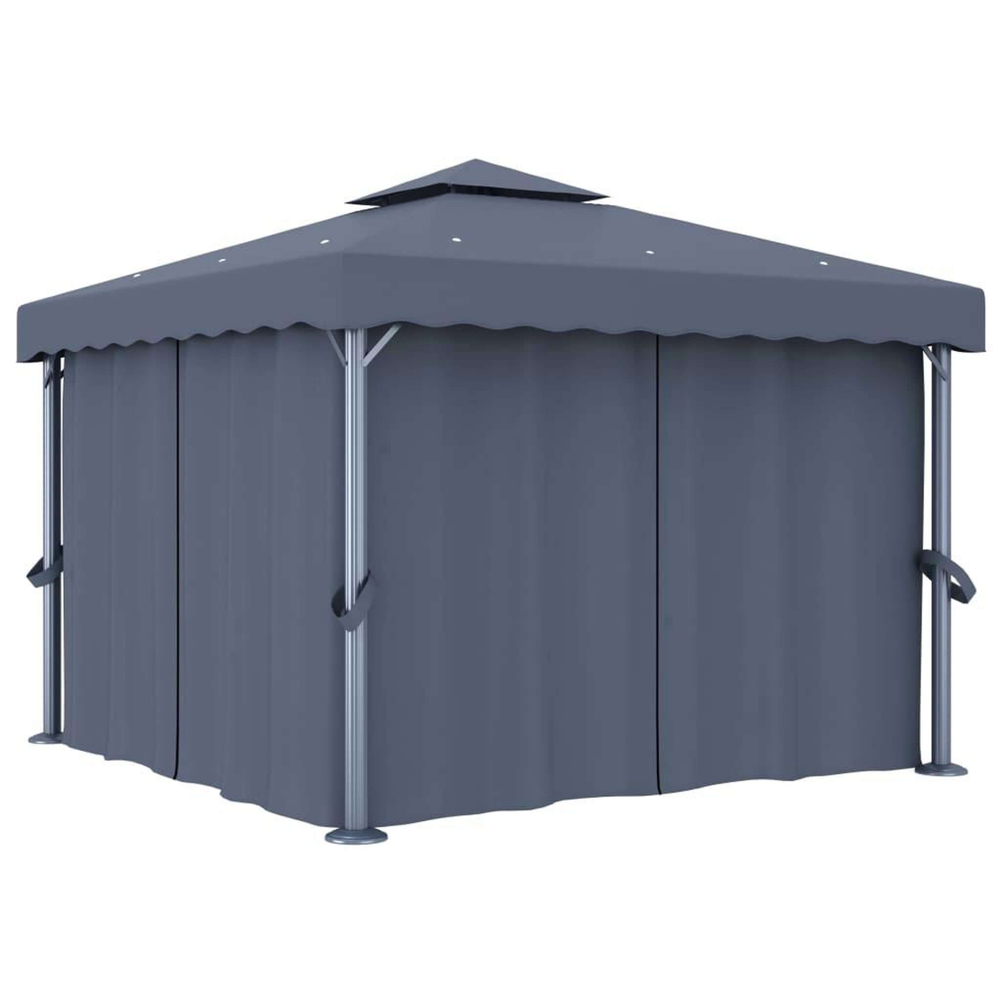 Voir la diapositive 1 : VIDAXL Tonnelle avec rideau 3x3 m Anthracite Aluminium