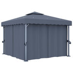 VIDAXL Tonnelle avec rideau 3x3 m Anthracite Aluminium