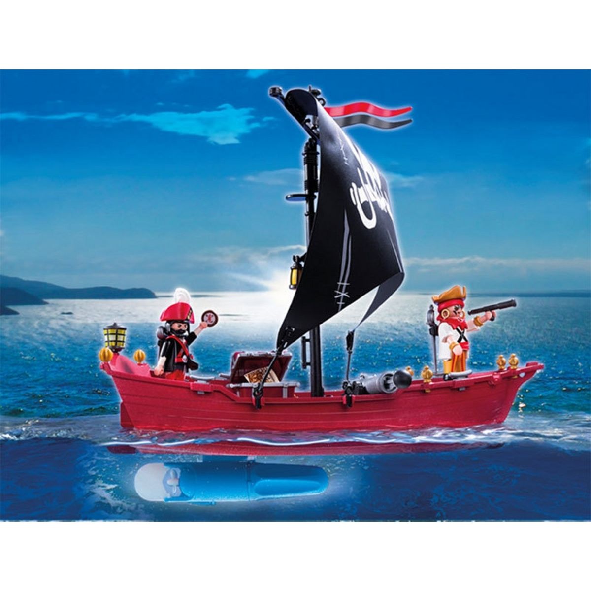 PLAYMOBIL 9522 - Pirates - Chaloupe de pirates et phare de soldats 