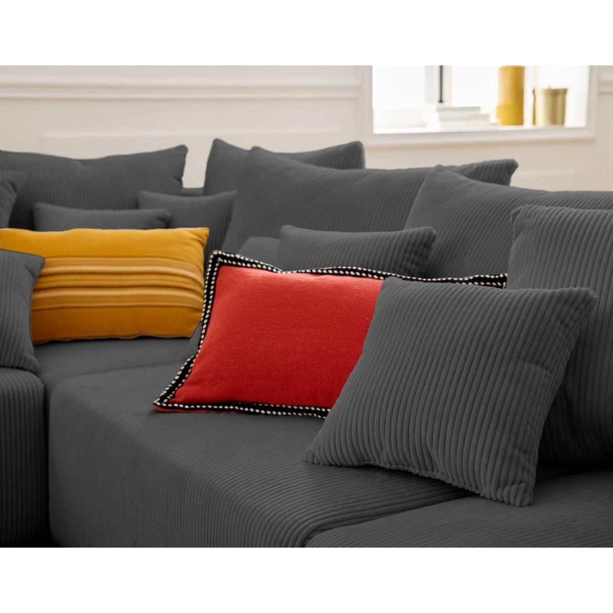 LISA DESIGN Edinburg - canapé modulable panoramique 8 places - en velours côtelé