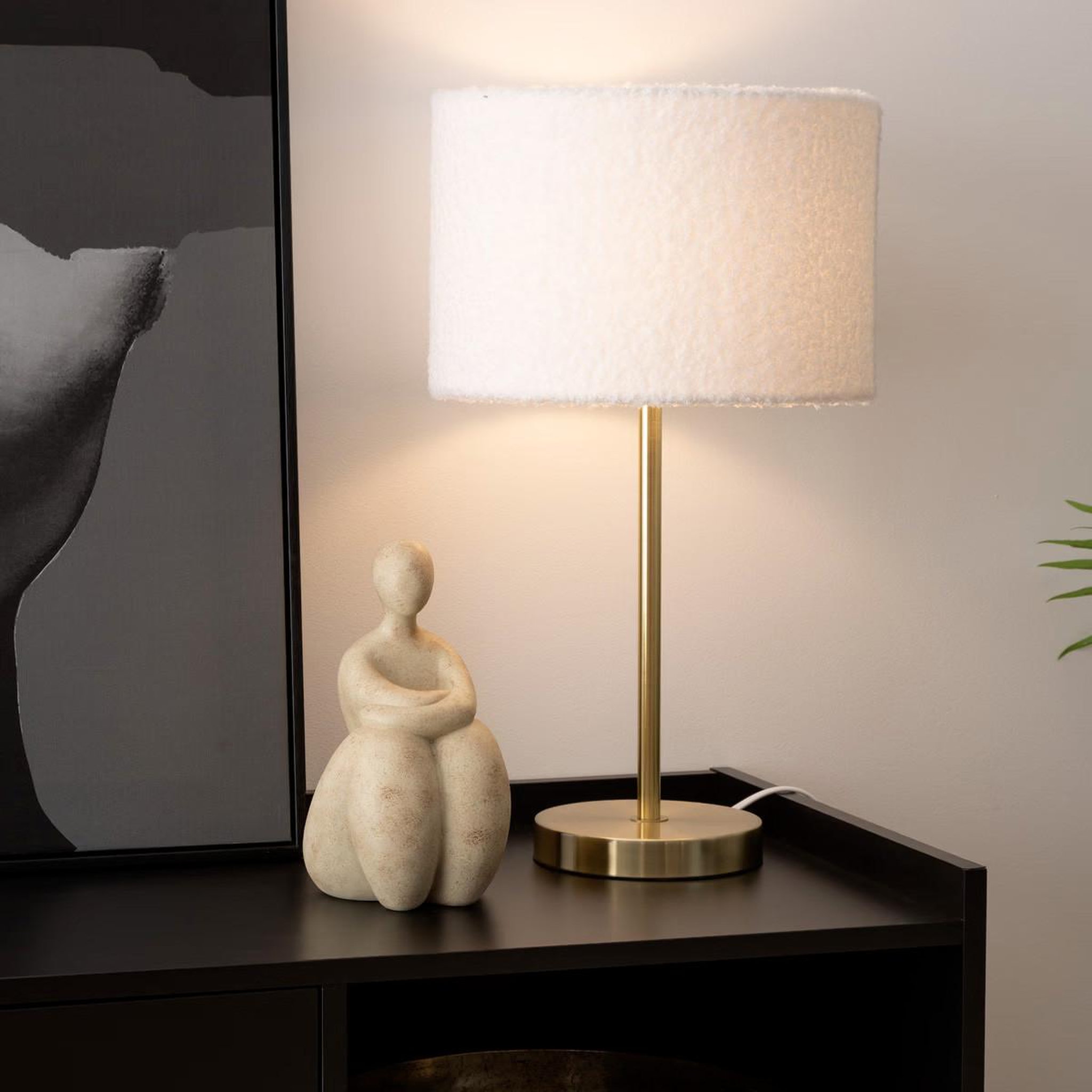 Voir la diapositive 4 : ATMOSPHERA Lampe à poser bouclette  tina  49cm or