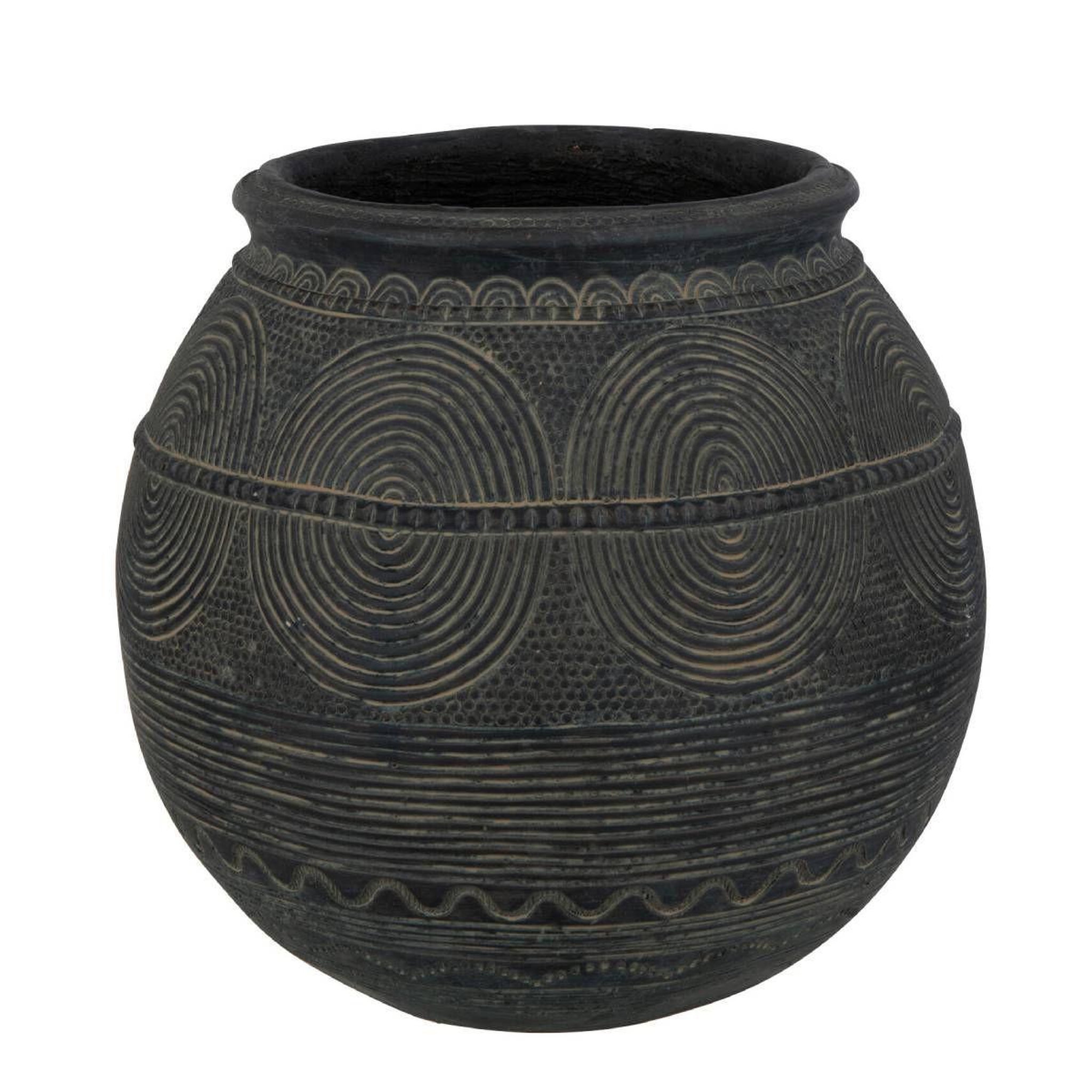 J-LINE Vase cruche en ciment  black lombok  29cm noir
