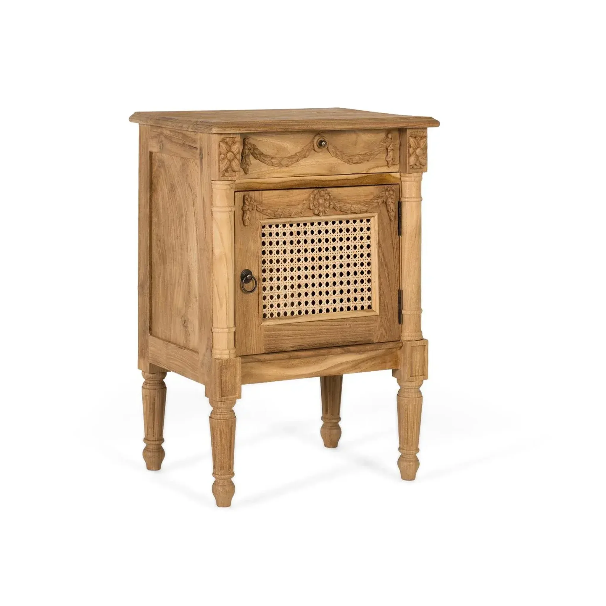 Voir la diapositive 3 : GINER Y COLOMER SL Table de chevet en bois de teck 50 cm style rustique contemporain