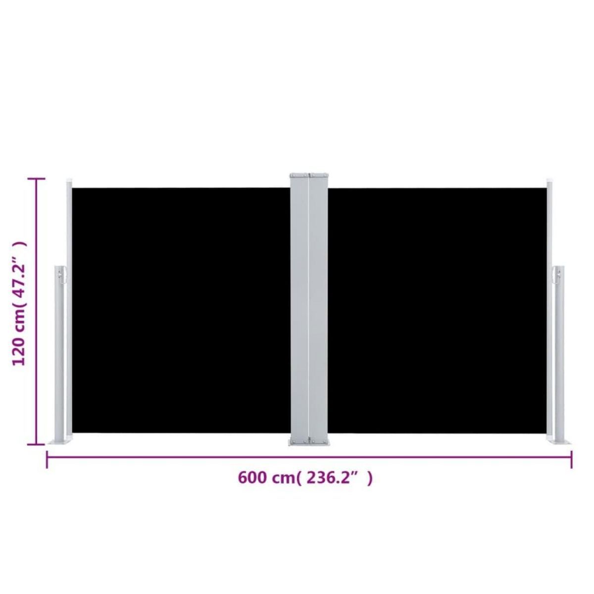 VIDAXL Auvent lateral retractable Noir 120 x 600 cm
